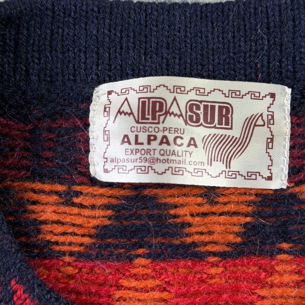 Alpa Sur Cusco Peru Alpaca Wool Cardigan Sweater Geometric Full Zip Womens M - Picture 3 of 8